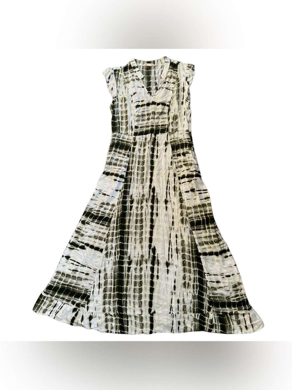 Green & White Tie Dye Midi Dress